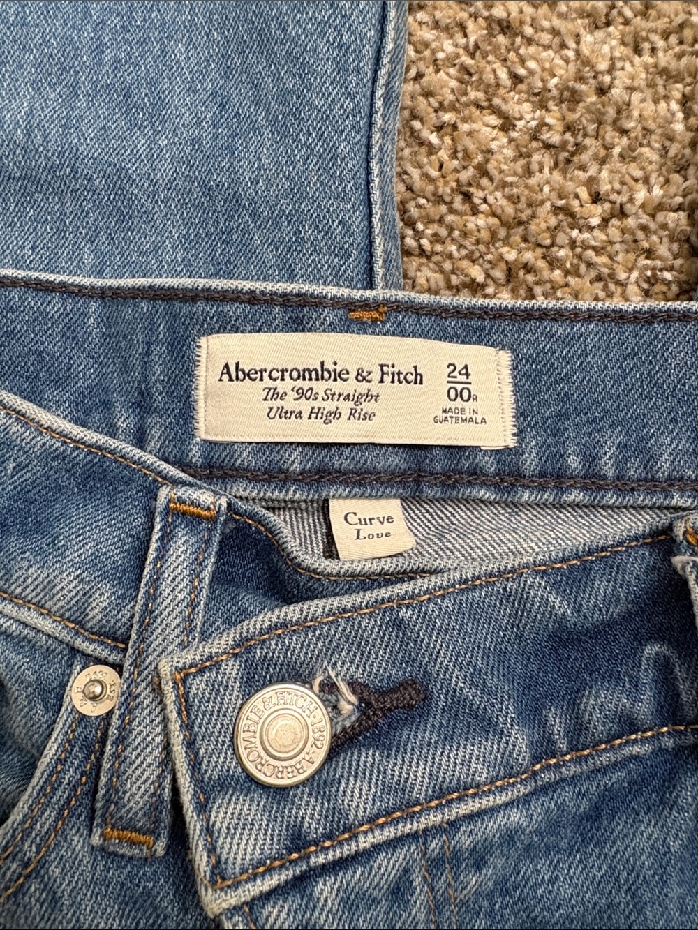 Abercrombie & Fitch Women's '90s Straight Ultra High Rise Jeans - Light Blue